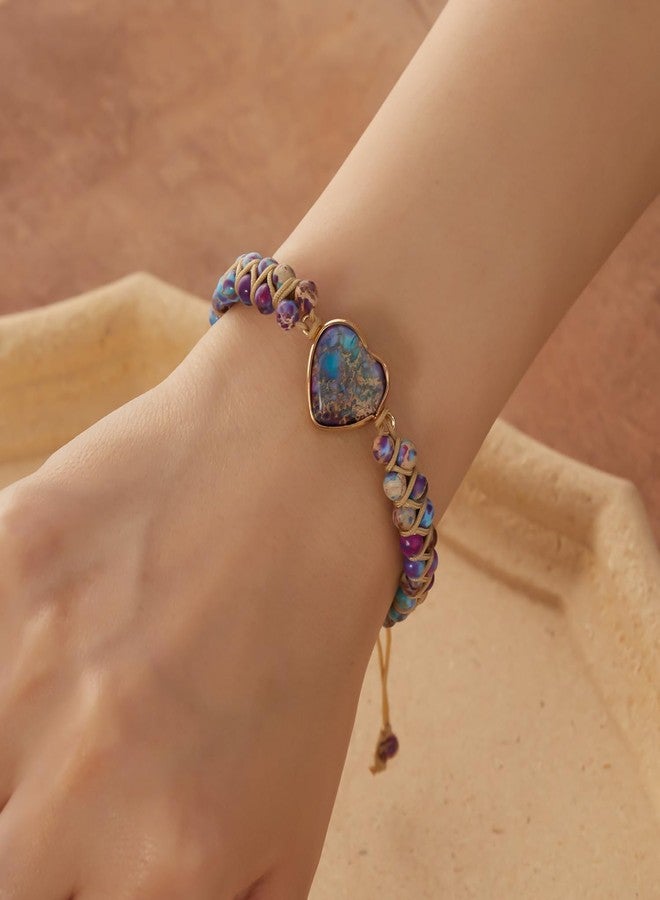 DivaGlamz For Granddaughter - For You Are Always In Mine Beads Bracelet, Double Layer Natural Stone Beaded Wrap Infinity Heart Charm Gift Jewelry (Granddaughter purple) - Image 5